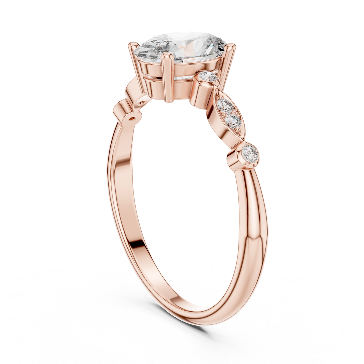 Philomena Oval Cut Lab Grown Diamond Vintage Engagement Ring