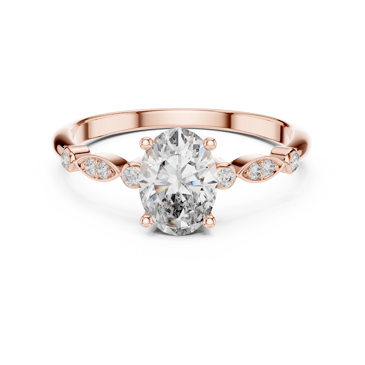 Philomena Oval Cut Lab Grown Diamond Vintage Engagement Ring