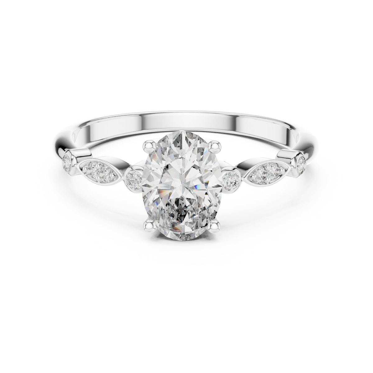 Philomena Oval Cut Lab Grown Diamond Vintage Engagement Ring