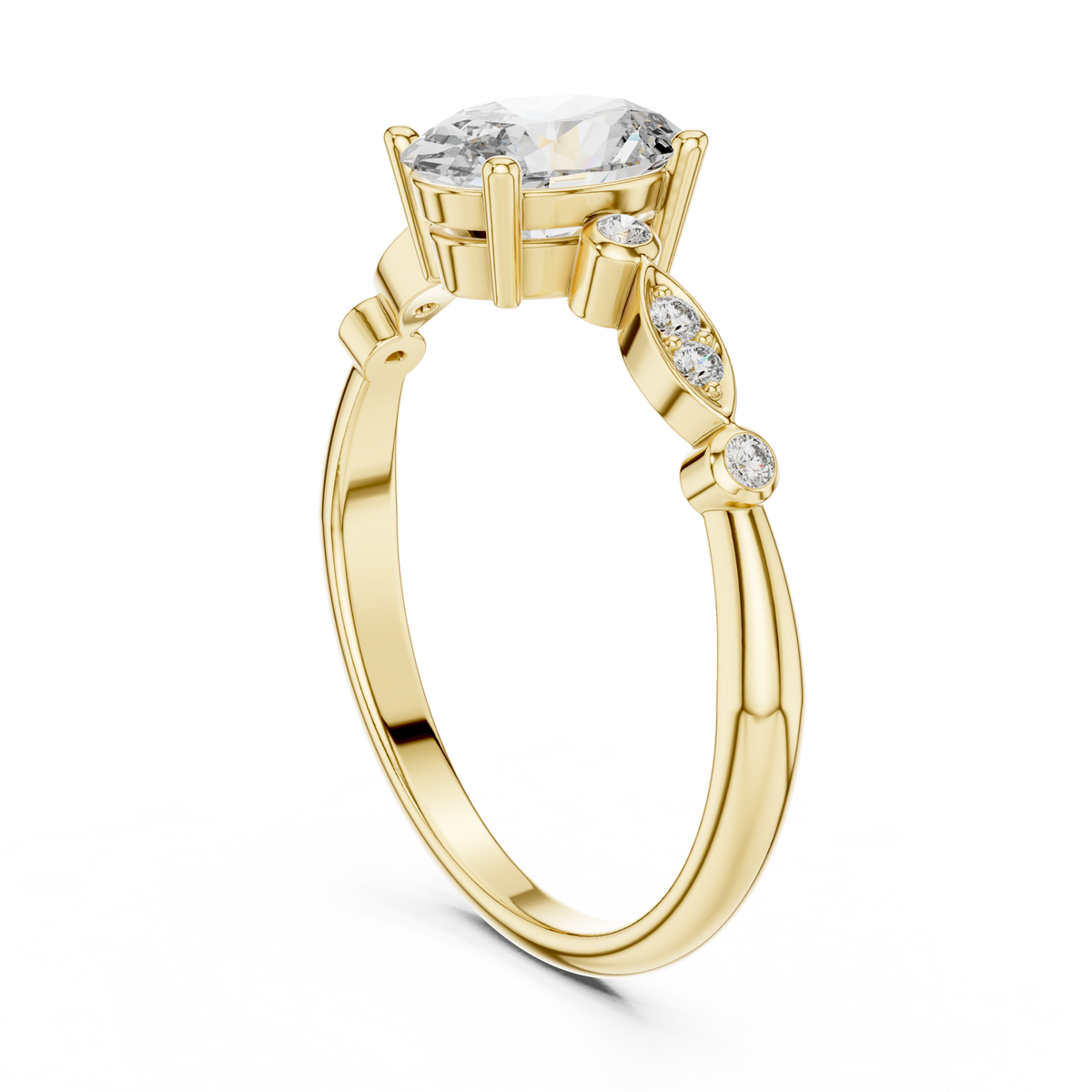 Philomena Oval Cut Lab Grown Diamond Vintage Engagement Ring