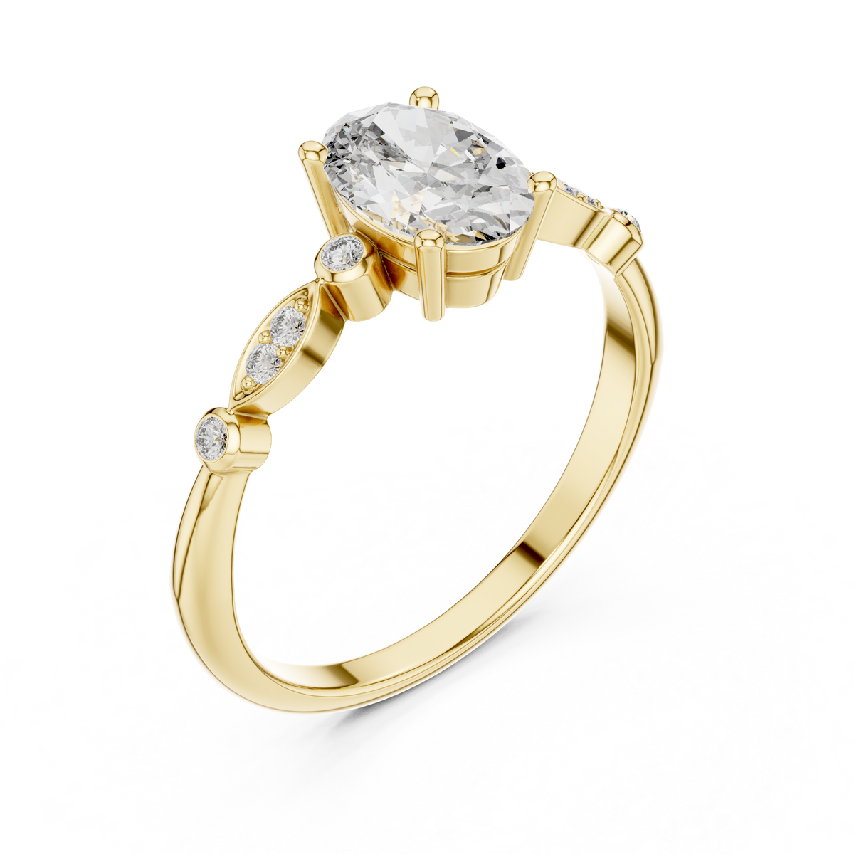 Philomena Oval Cut Lab Grown Diamond Vintage Engagement Ring