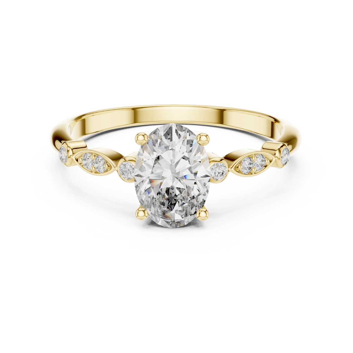 Philomena Oval Cut Lab Grown Diamond Vintage Engagement Ring