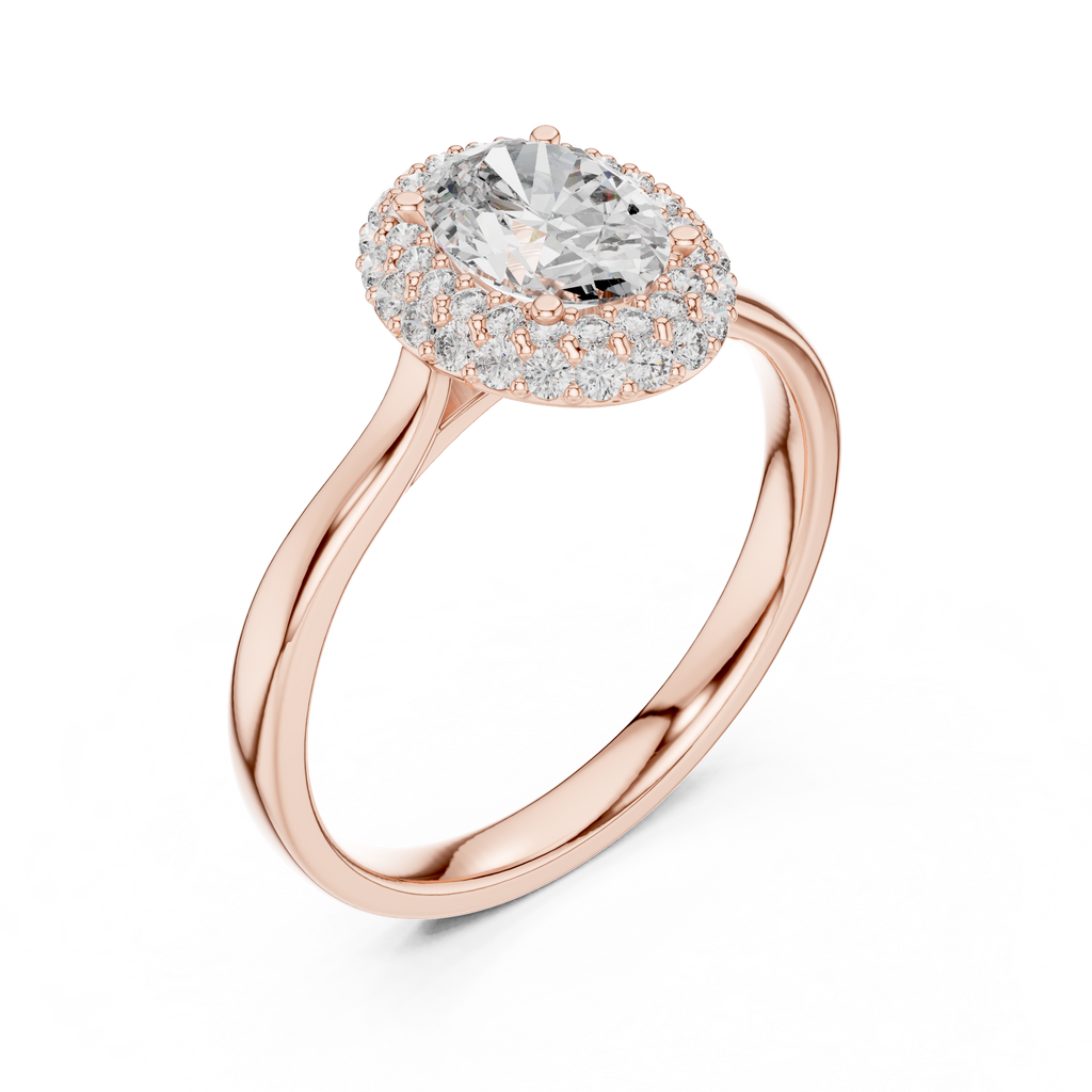 Beatrice Oval Cut Lab Grown Diamond Double Halo Engagement Ring