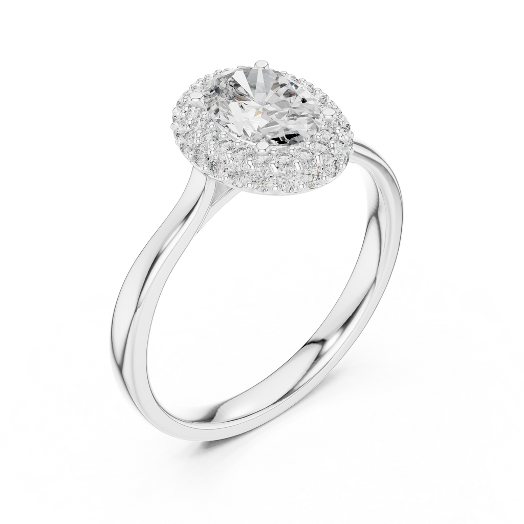 Beatrice Oval Cut Lab Grown Diamond Double Halo Engagement Ring
