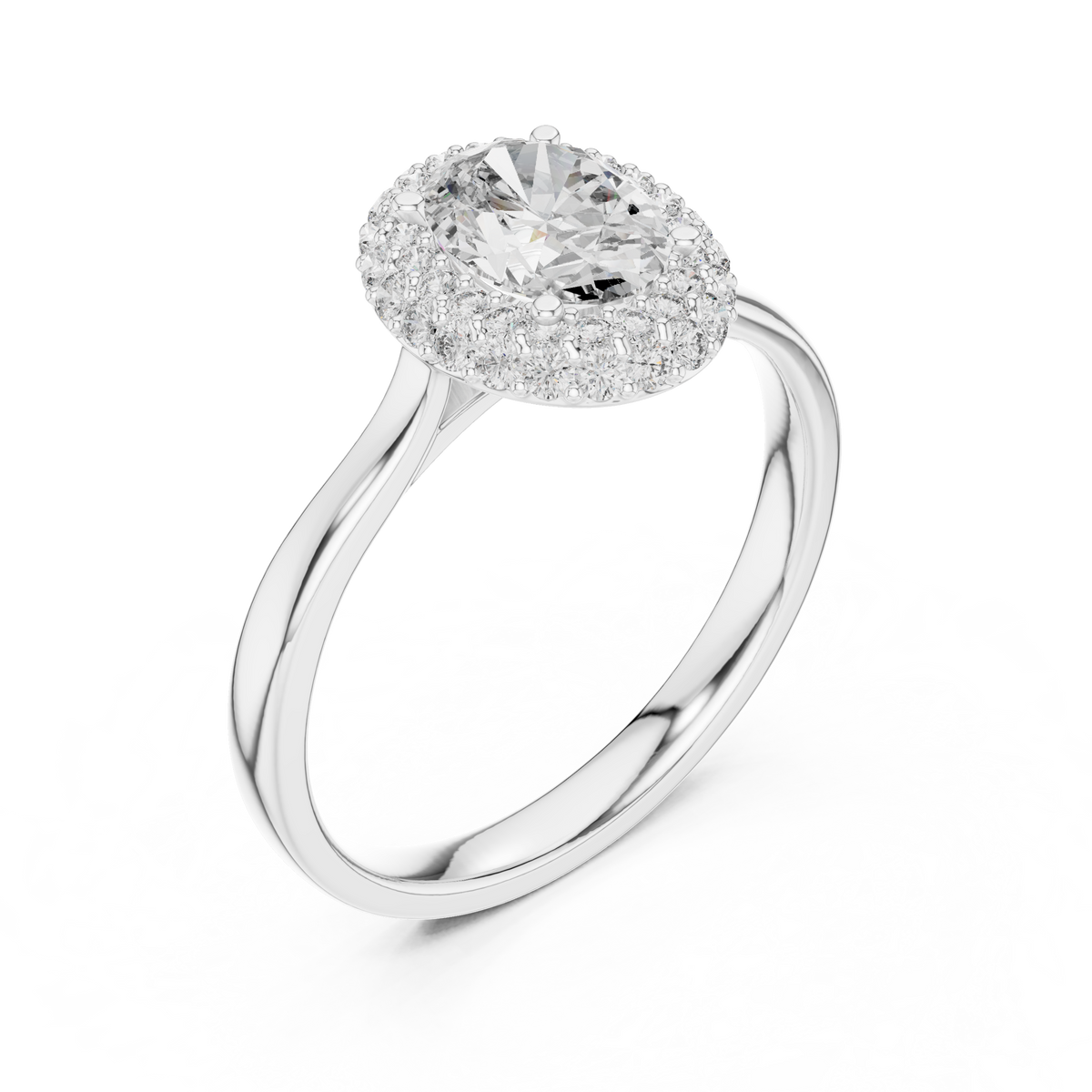 Beatrice Oval Cut Lab Grown Diamond Double Halo Engagement Ring