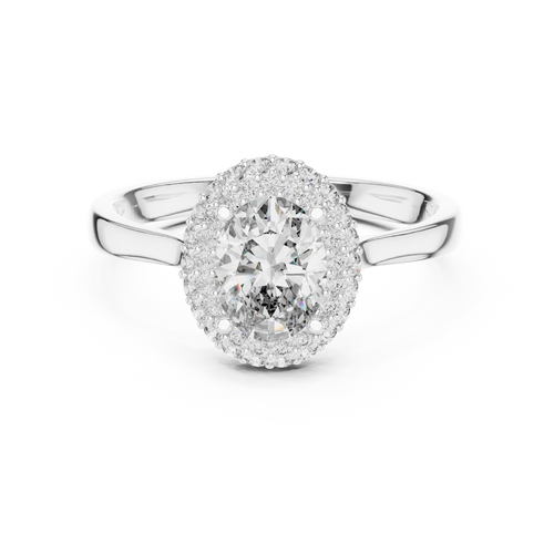 Beatrice Oval Cut Lab Grown Diamond Double Halo Engagement Ring