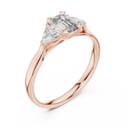 Cassiopeia Emerald Cut Lab Grown Diamond Three Stone Engagement Ring