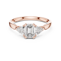 Cassiopeia Emerald Cut Lab Grown Diamond Three Stone Engagement Ring