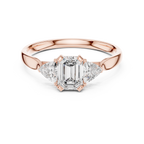 Cassiopeia Emerald Cut Lab Grown Diamond Three Stone Engagement Ring
