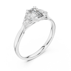 Cassiopeia Emerald Cut Lab Grown Diamond Three Stone Engagement Ring
