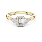 Cassiopeia Emerald Cut Lab Grown Diamond Three Stone Engagement Ring