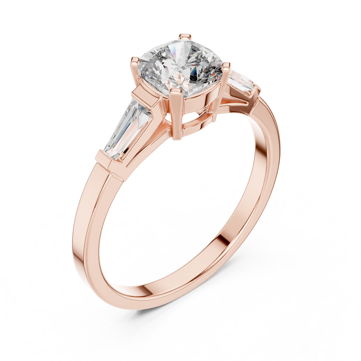 Arabelle Cushion Cut Lab Grown Diamond Three Stone Engagement Ring