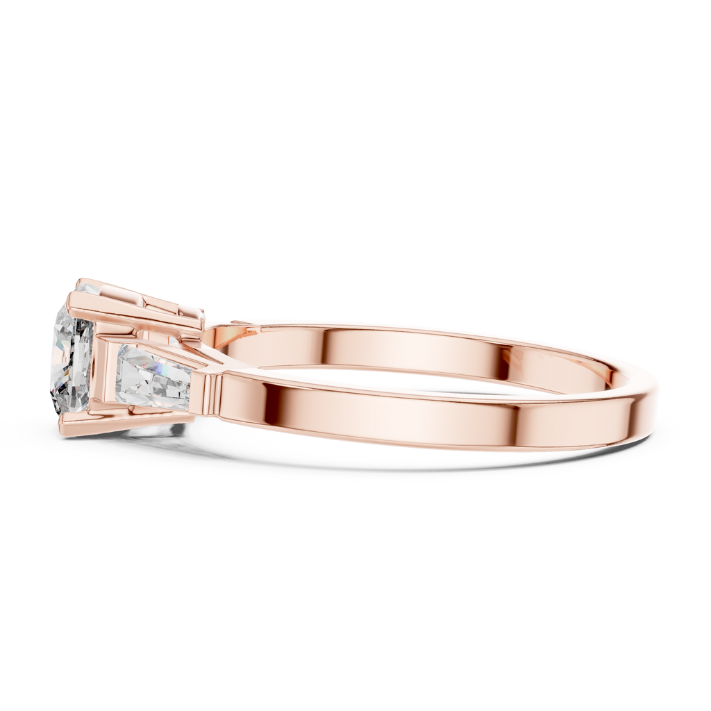 Arabelle Cushion Cut Lab Grown Diamond Three Stone Engagement Ring