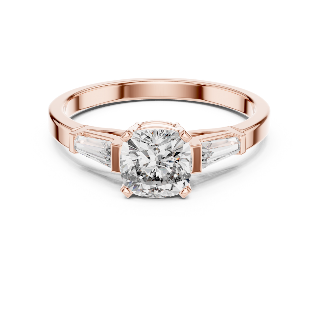 Arabelle Cushion Cut Lab Grown Diamond Three Stone Engagement Ring