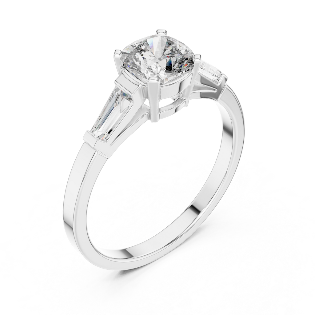 Arabelle Cushion Cut Lab Grown Diamond Three Stone Engagement Ring
