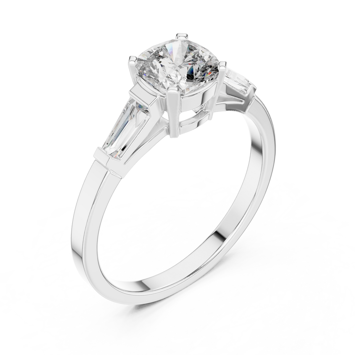 Arabelle Cushion Cut Lab Grown Diamond Three Stone Engagement Ring