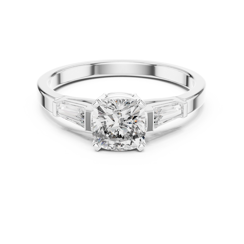 Arabelle Cushion Cut Lab Grown Diamond Three Stone Engagement Ring