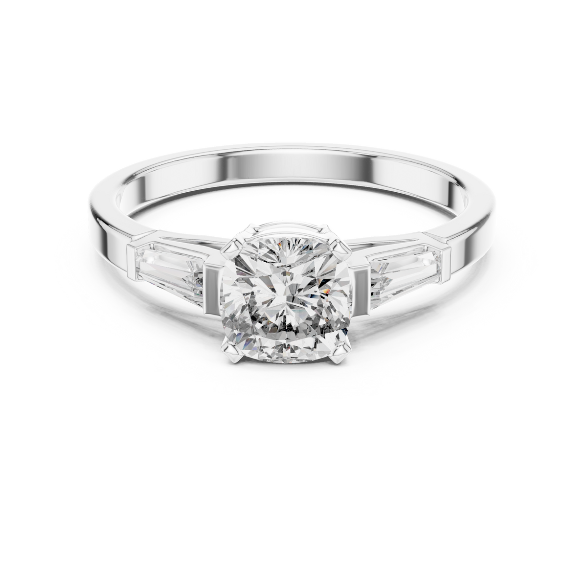 Arabelle Cushion Cut Lab Grown Diamond Three Stone Engagement Ring