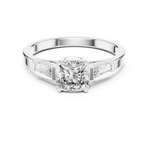 Arabelle Cushion Cut Lab Grown Diamond Three Stone Engagement Ring