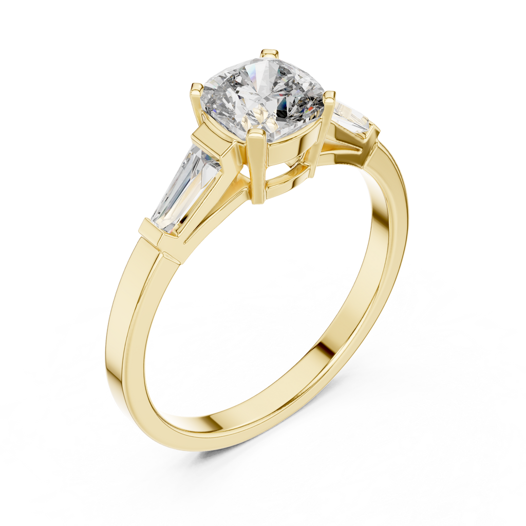 Arabelle Cushion Cut Lab Grown Diamond Three Stone Engagement Ring
