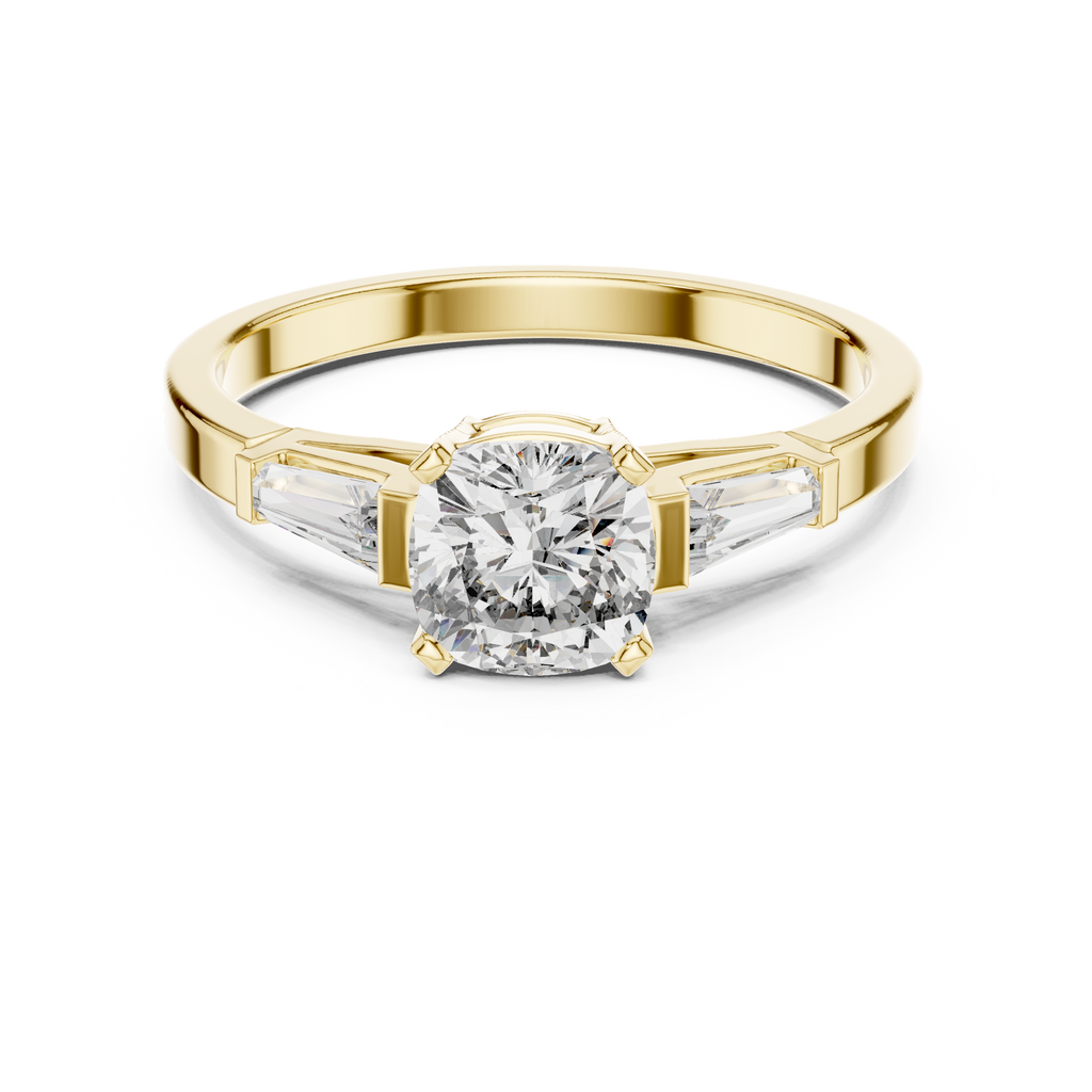 Arabelle Cushion Cut Lab Grown Diamond Three Stone Engagement Ring