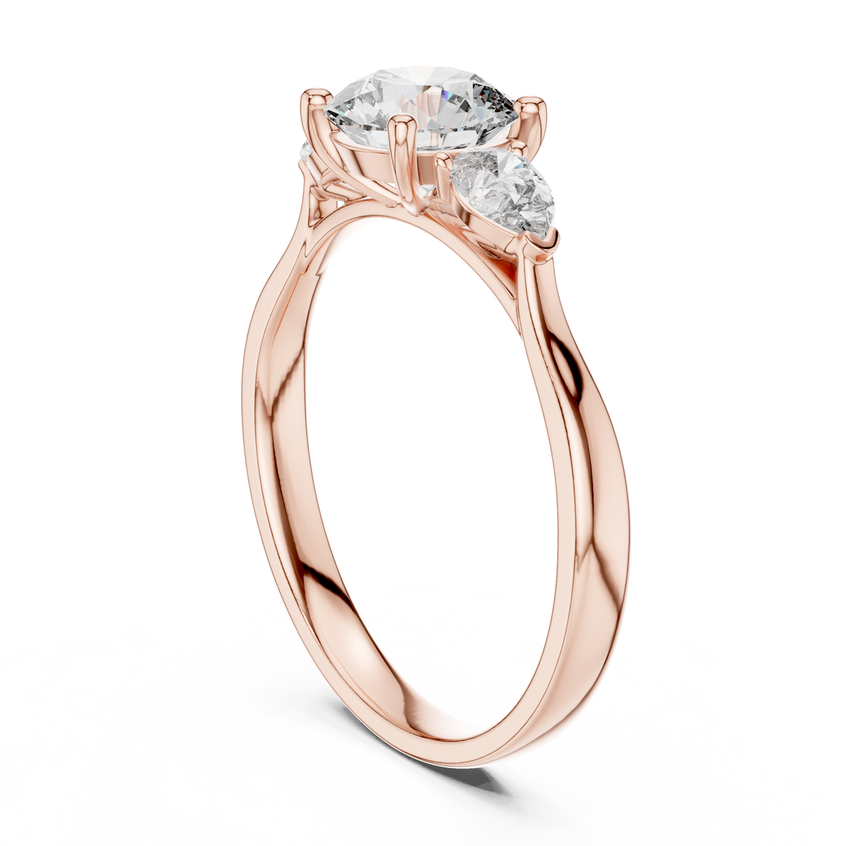 Rosalind Round Brilliant Lab Grown Diamond Trilogy Engagement Ring