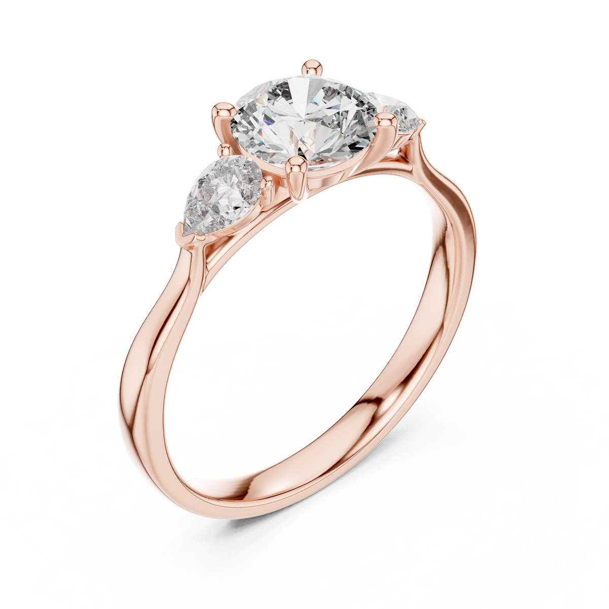 Rosalind Round Brilliant Lab Grown Diamond Trilogy Engagement Ring