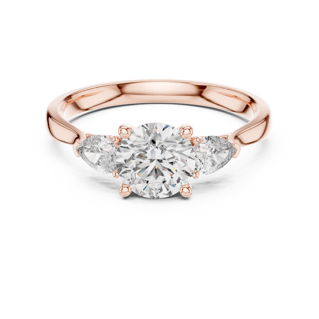 Rosalind Round Brilliant Lab Grown Diamond Trilogy Engagement Ring