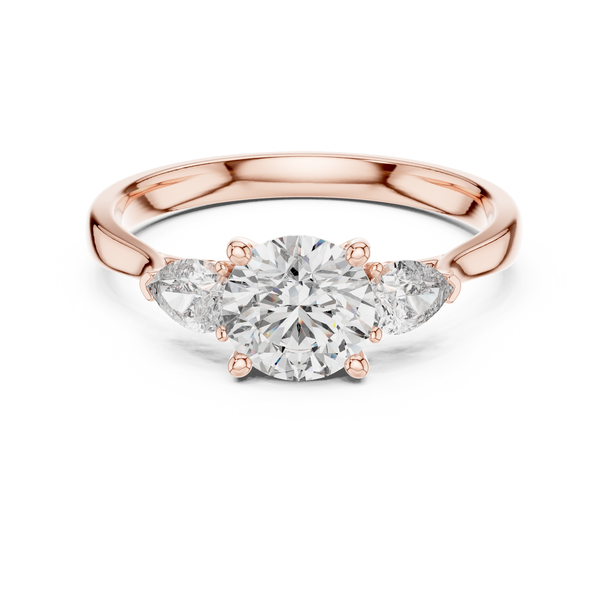 Rosalind Round Brilliant Lab Grown Diamond Trilogy Engagement Ring