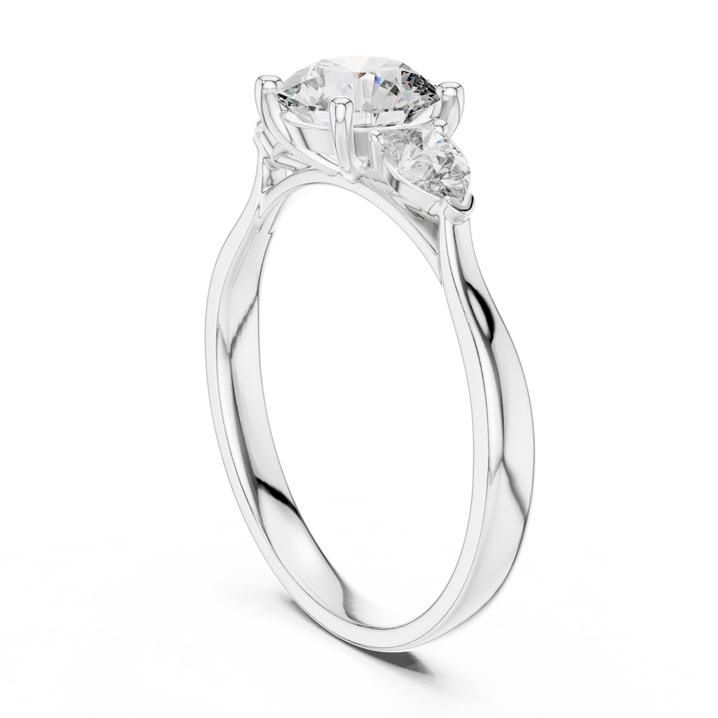 Rosalind Round Brilliant Lab Grown Diamond Trilogy Engagement Ring