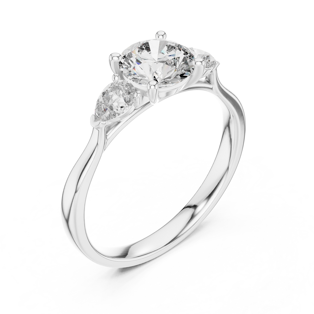 Rosalind Round Brilliant Lab Grown Diamond Trilogy Engagement Ring