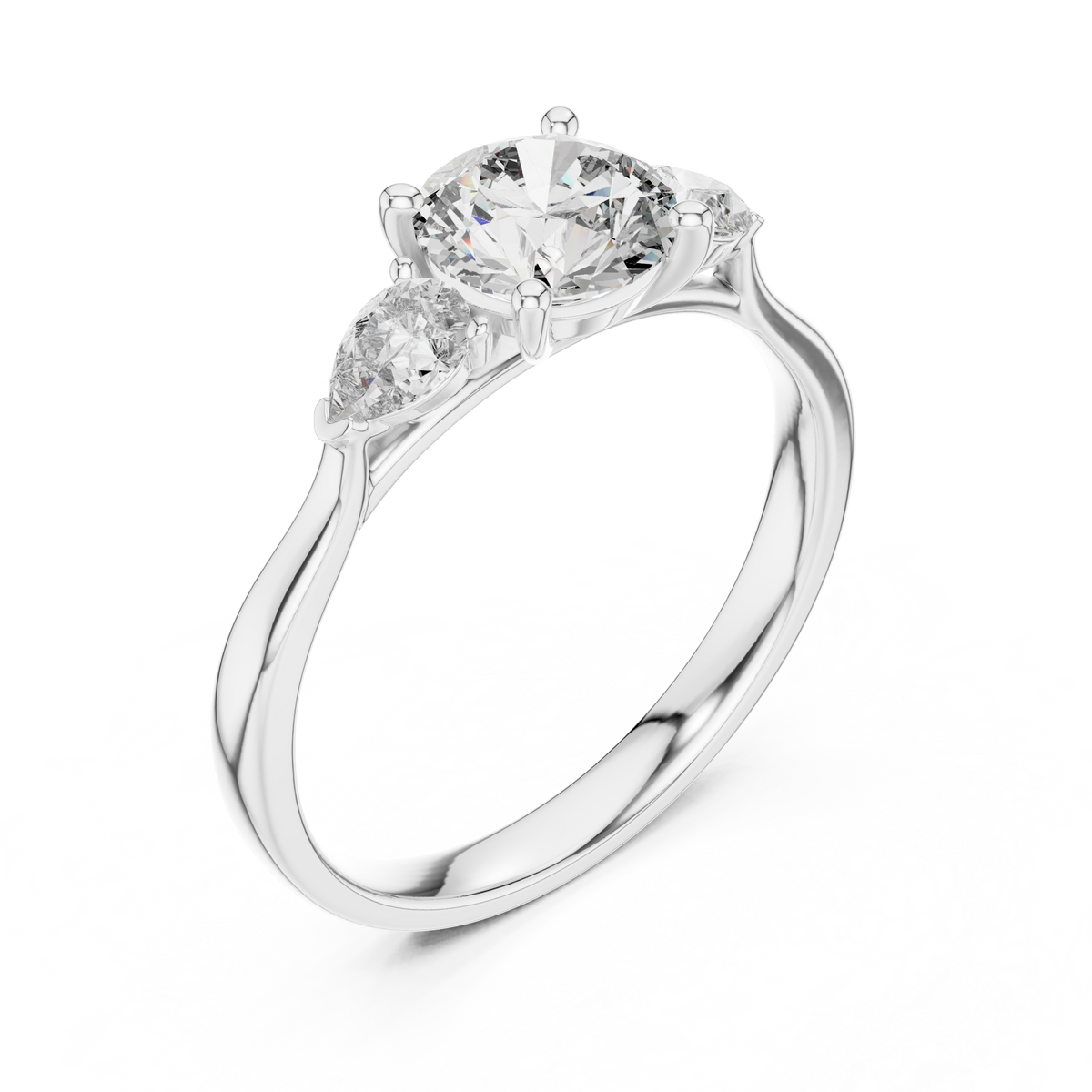Rosalind Round Brilliant Lab Grown Diamond Trilogy Engagement Ring