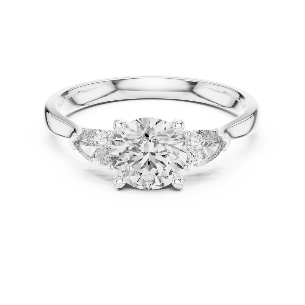 Rosalind Round Brilliant Lab Grown Diamond Trilogy Engagement Ring