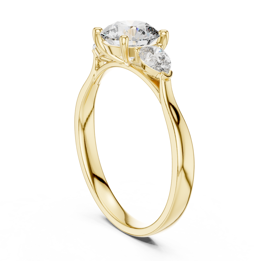 Rosalind Round Brilliant Lab Grown Diamond Trilogy Engagement Ring