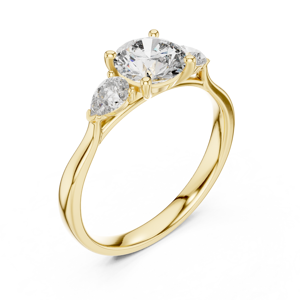 Rosalind Round Brilliant Lab Grown Diamond Trilogy Engagement Ring