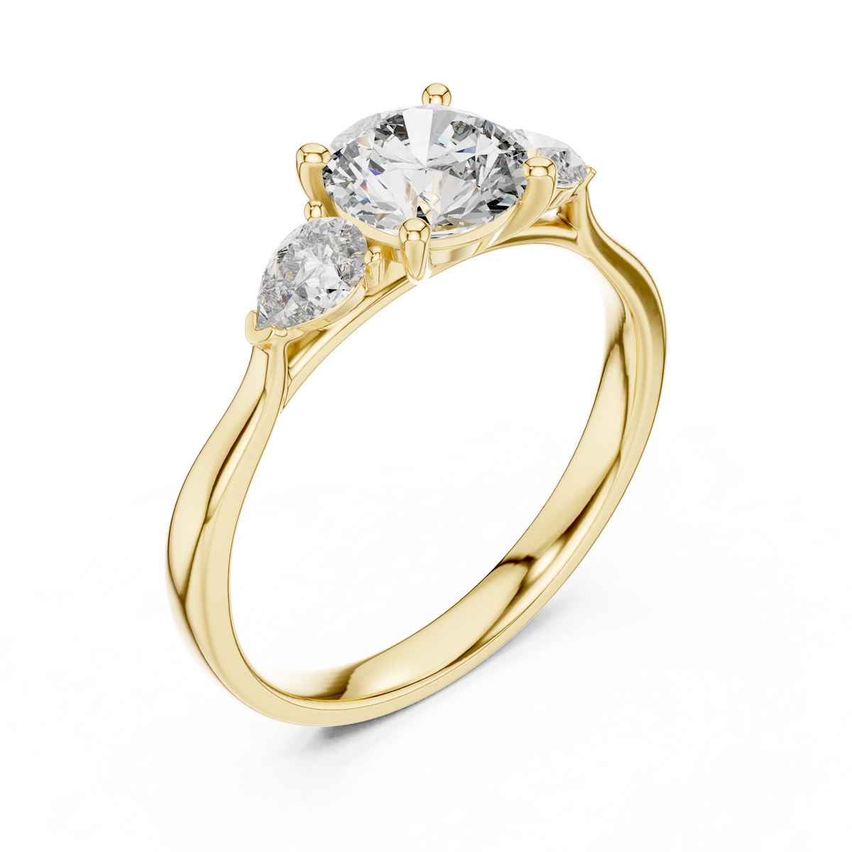 Rosalind Round Brilliant Lab Grown Diamond Trilogy Engagement Ring