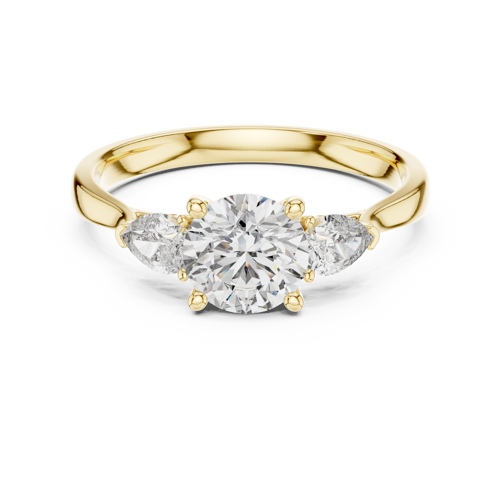Rosalind Round Brilliant Lab Grown Diamond Trilogy Engagement Ring