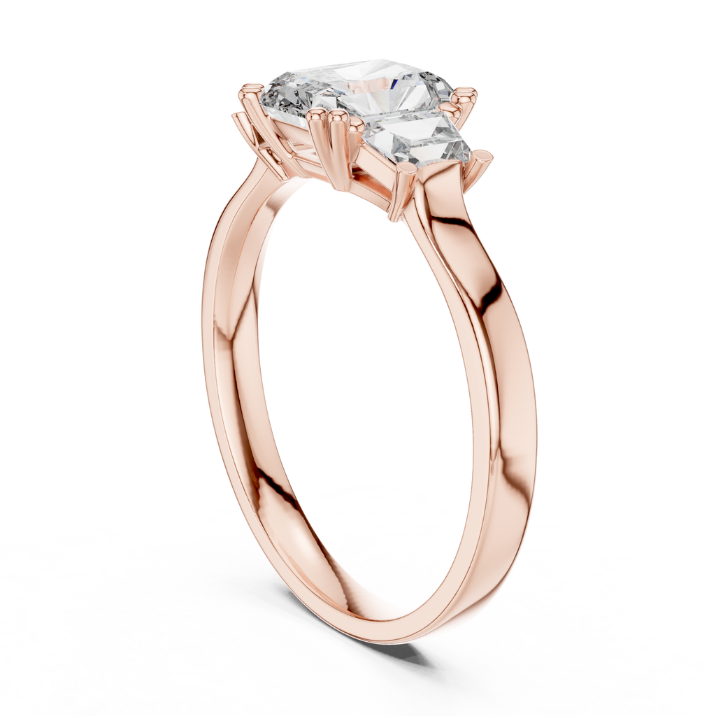 Genevieve Radiant Cut Lab Grown Diamond Three Stone Engagement Ring