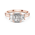 Genevieve Radiant Cut Lab Grown Diamond Three Stone Engagement Ring