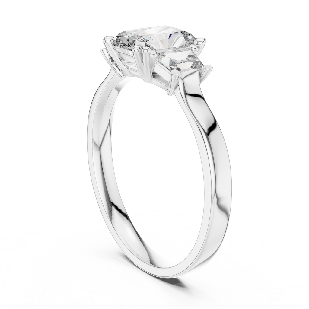 Genevieve Radiant Cut Lab Grown Diamond Three Stone Engagement Ring