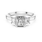 Genevieve Radiant Cut Lab Grown Diamond Three Stone Engagement Ring