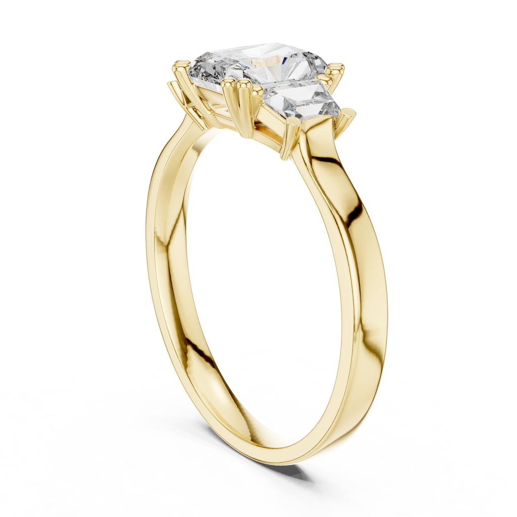 Genevieve Radiant Cut Lab Grown Diamond Three Stone Engagement Ring