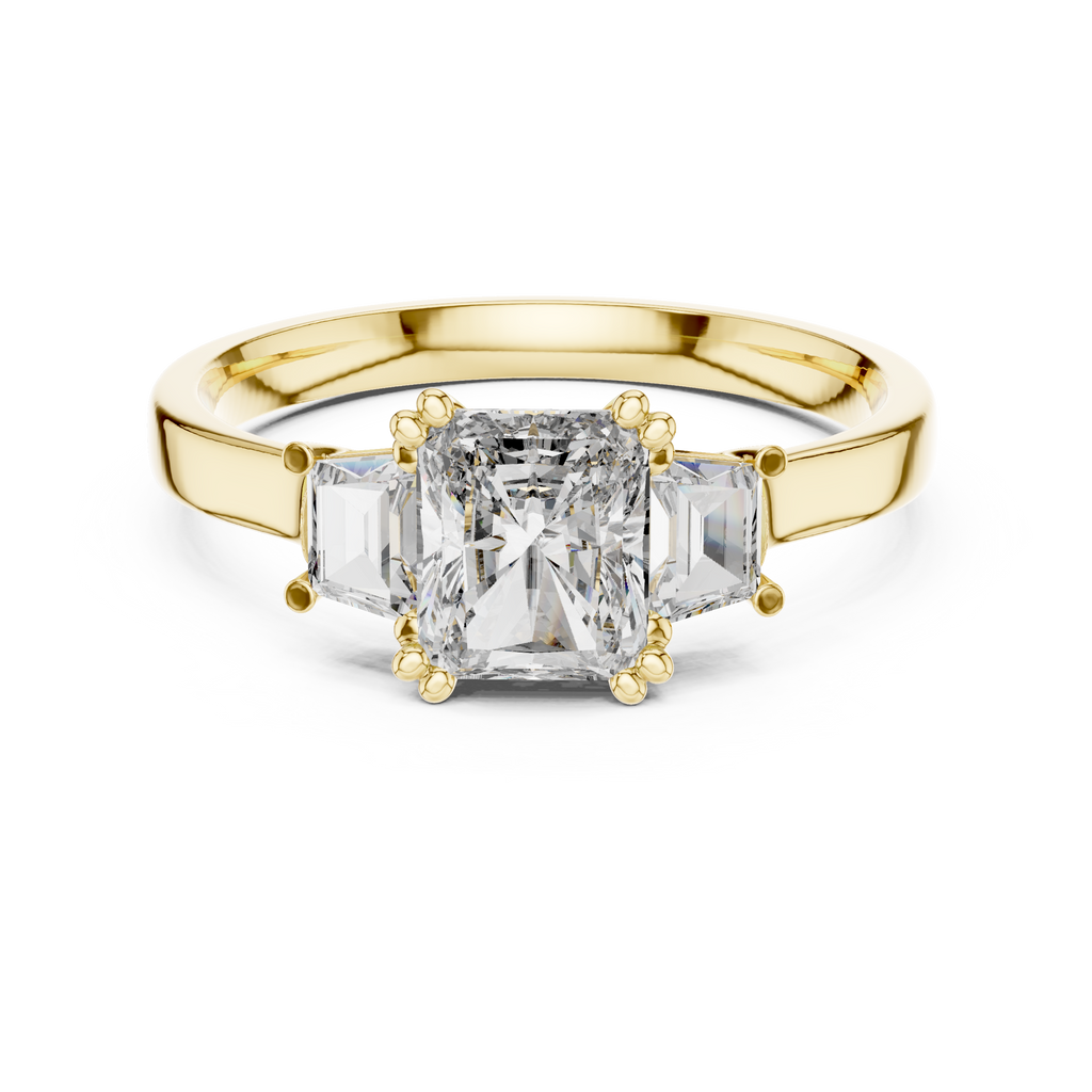 Genevieve Radiant Cut Lab Grown Diamond Three Stone Engagement Ring