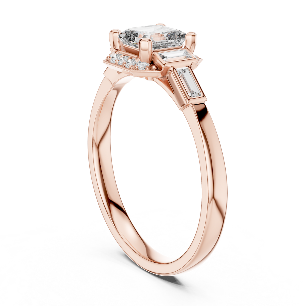 Dorothea Asscher Cut Lab Grown Diamond Art Deco Engagement Ring