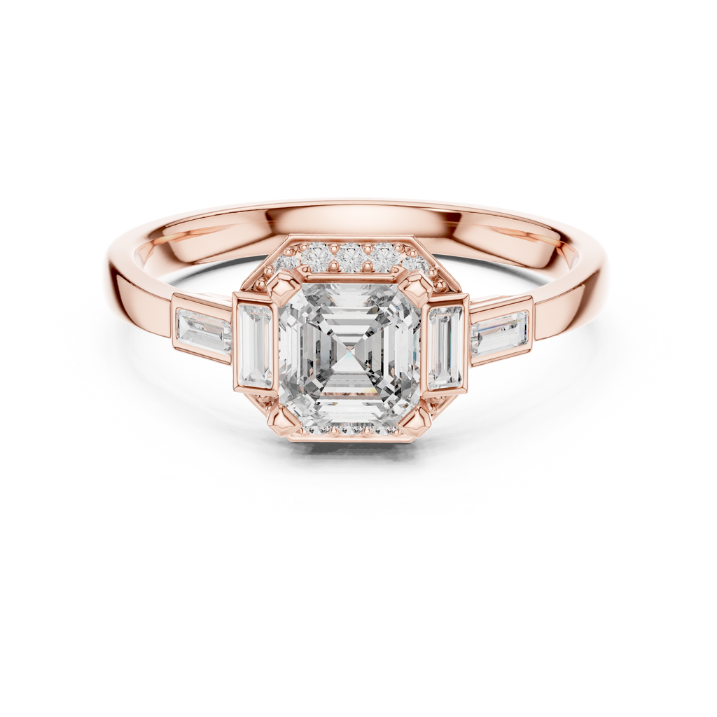 Dorothea Asscher Cut Lab Grown Diamond Art Deco Engagement Ring
