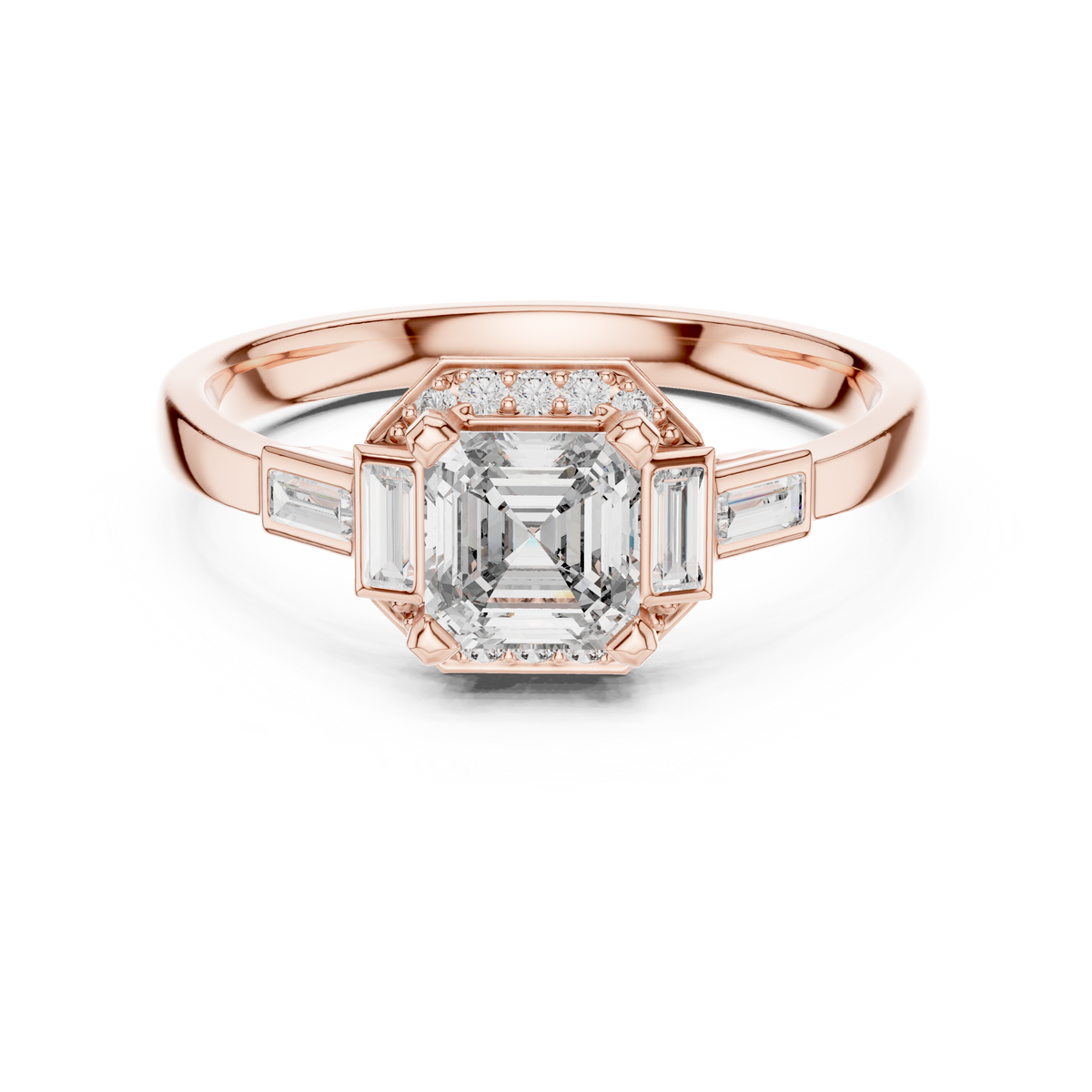Dorothea Asscher Cut Lab Grown Diamond Art Deco Engagement Ring