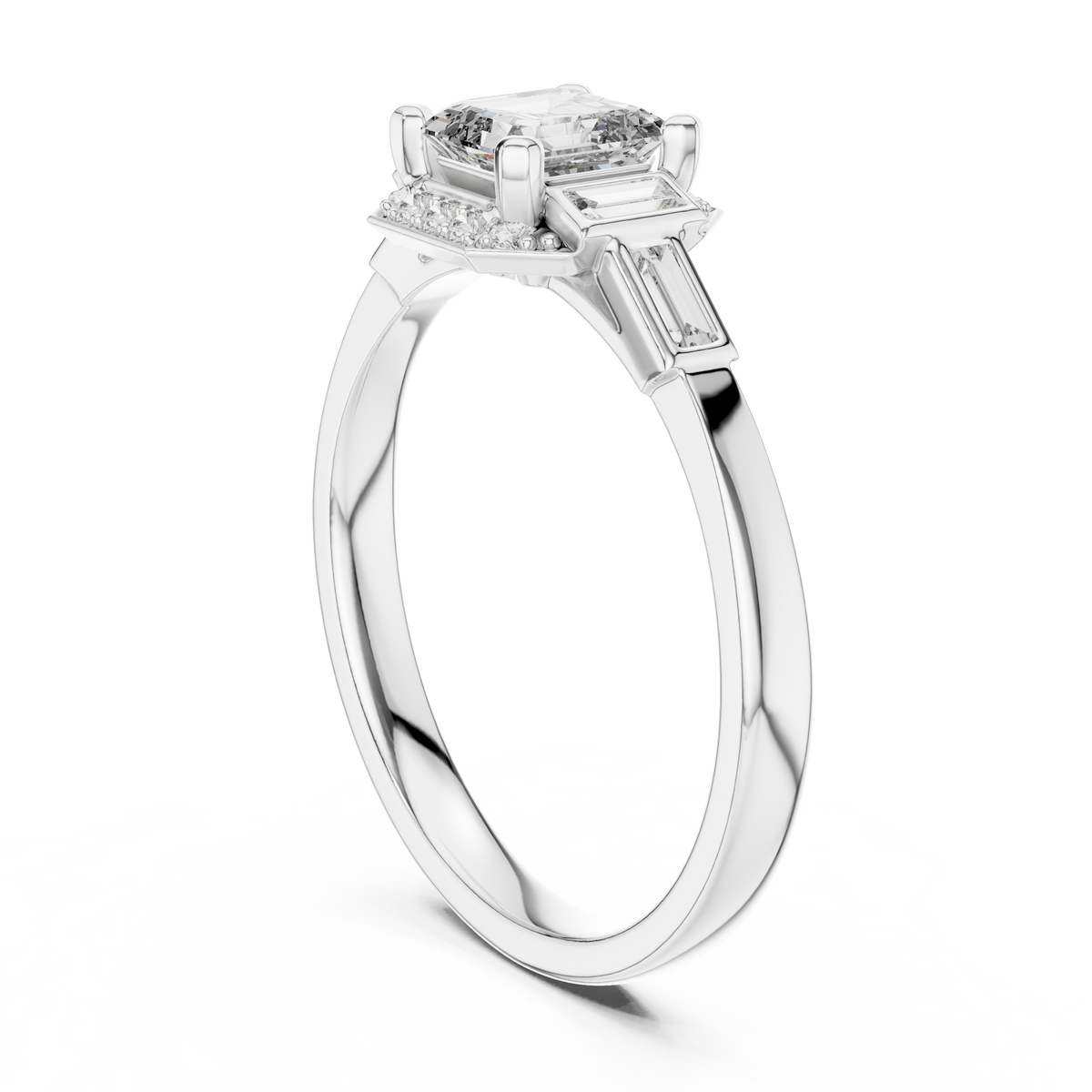 Dorothea Asscher Cut Lab Grown Diamond Art Deco Engagement Ring