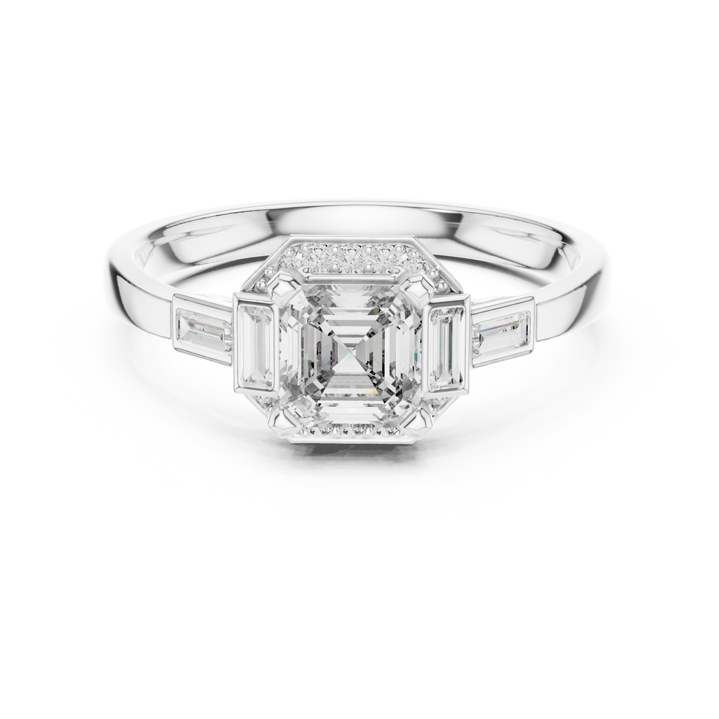 Dorothea Asscher Cut Lab Grown Diamond Art Deco Engagement Ring