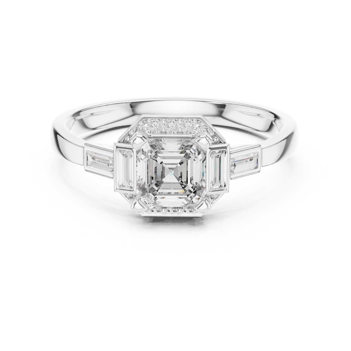 Dorothea Asscher Cut Lab Grown Diamond Art Deco Engagement Ring