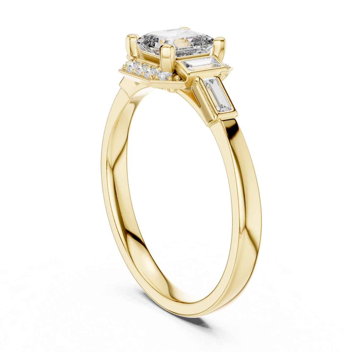 Dorothea Asscher Cut Lab Grown Diamond Art Deco Engagement Ring